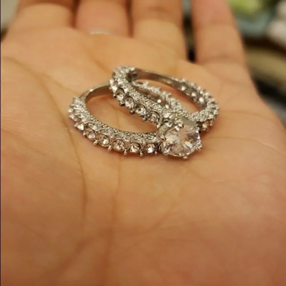 Simulated Diamond Wedding Engagement Ring Set